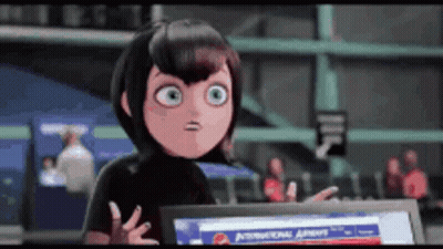 Cartoon Character Standing Before Arrivals Sign GIF