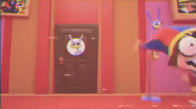 Cartoon Character Standing Before Door With Bunny GIF