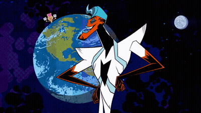 Cartoon Character Standing Before Earth GIF