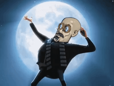 Cartoon Character Standing Before Full Moon GIF