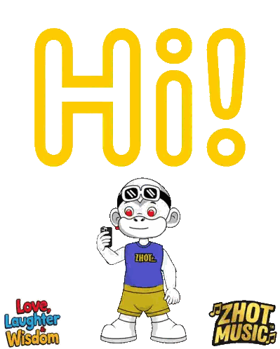 Cartoon Character Standing Before Hi Sign Sticker
