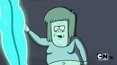 Cartoon Character Standing Before Lightning GIF