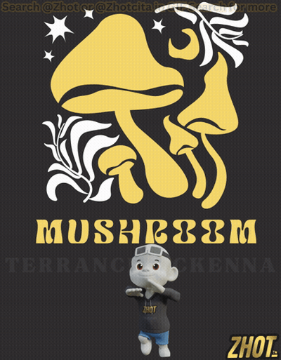 Cartoon Character Standing Before Mushroom Poster GIF