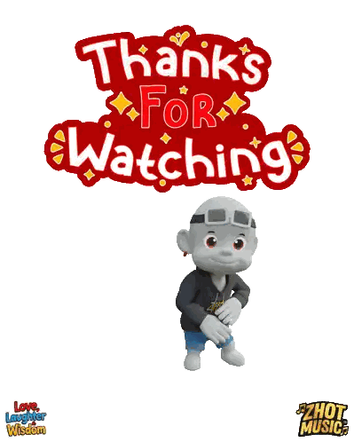 Cartoon Character Standing Before Thanks Sign Sticker