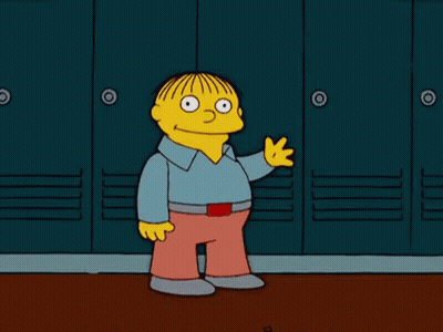 Cartoon Character Standing By Blue Lockers GIF