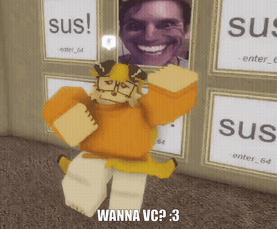 Cartoon Character Standing By Sus And Wanna VC Posters GIF