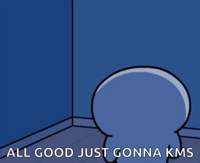 Cartoon Character Standing In Corner All Good Gonna KMS GIF