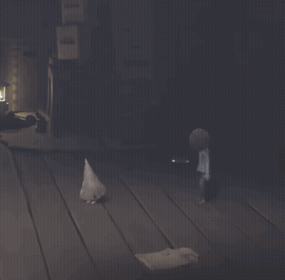 Cartoon Character Standing In Dark Room With Lantern GIF
