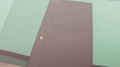 Cartoon Character Standing In Doorway Looking At Picture GIF