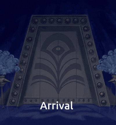 Cartoon Character Standing in Doorway Saying Arrival