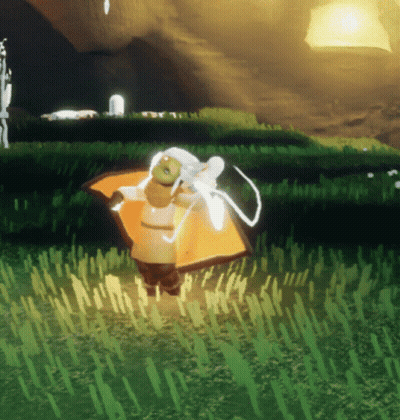 Cartoon Character Standing In Field With Blanket On Back GIF