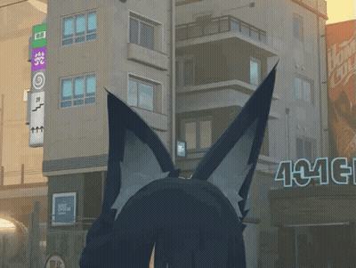 Cartoon Character Standing In Front Of 1441 Building GIF