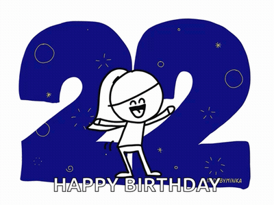 Cartoon Character Standing In Front Of 22 Happy Birthday GIF