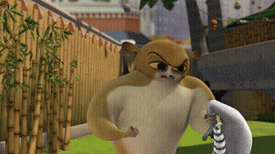 Cartoon Character Standing In Front Of Bamboo Fence GIF