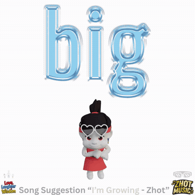 Cartoon Character Standing In Front Of Big Balloon GIF