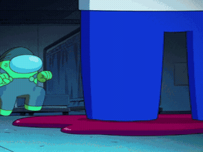 Cartoon Character Standing In Front Of Blue Container GIF