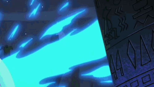 Cartoon Character Standing In Front Of Blue Light GIF