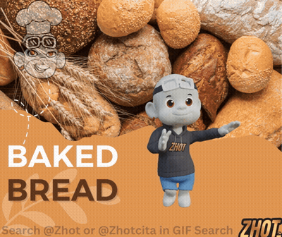 Cartoon Character Standing In Front Of Bread Pile GIF