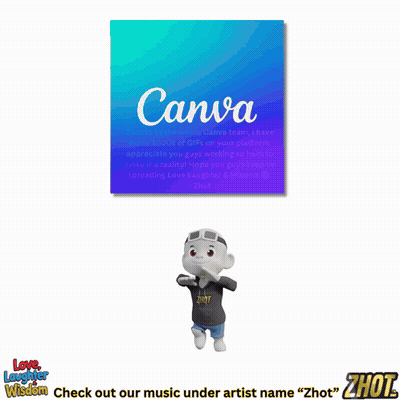 Cartoon Character Standing in Front of Canva Sign