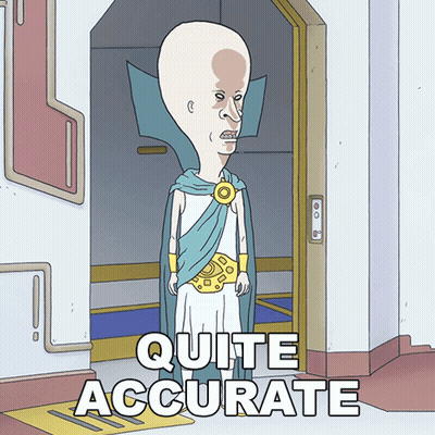 Cartoon Character Standing in Front of Door Saying Quite Accurate