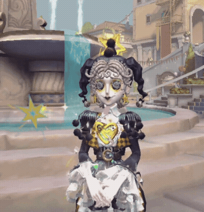 Cartoon Character Standing In Front Of Fountain And Stairs GIF