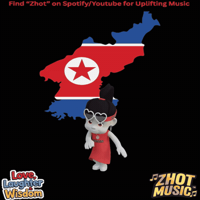 Cartoon Character Standing In Front Of Korea Map GIF