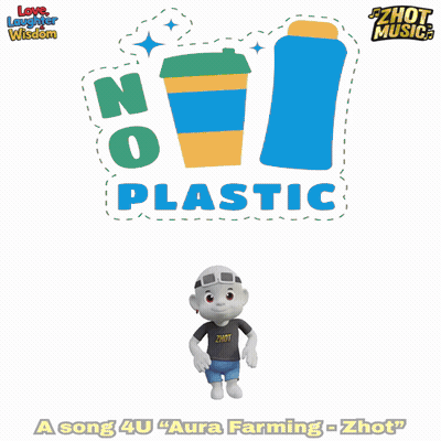Cartoon Character Standing In Front Of No Plastic Poster GIF
