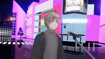 Cartoon Character Standing In Front Of Omoidou Sign GIF