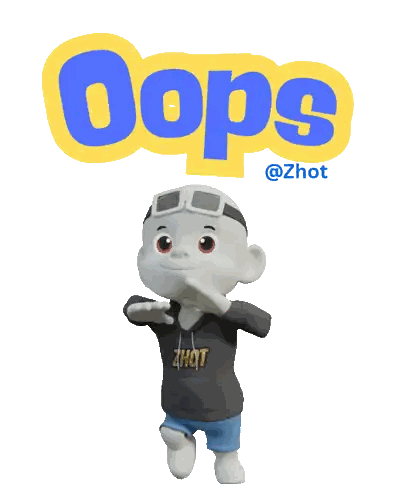 Cartoon Character Standing In Front Of Oops Sign Sticker