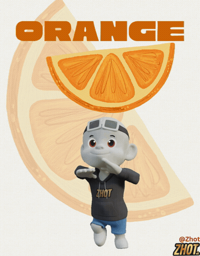 Cartoon Character Standing In Front Of Orange Slice Saying Orange GIF