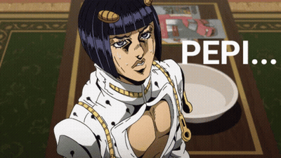 Cartoon Character Standing In Front Of Pepi Table GIF