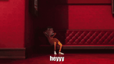 Cartoon Character Standing In Front Of Red Wall Saying Heyyy GIF