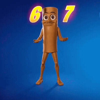 Cartoon Character Standing In Front Of Sign Saying 677 GIF