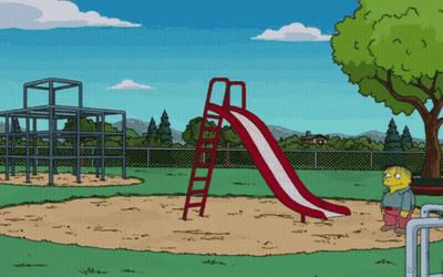 Cartoon Character Standing In Front Of Slide GIF