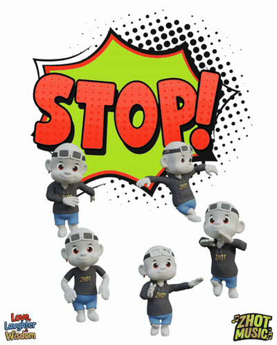 Cartoon Character Standing In Front Of Stop Sign GIF