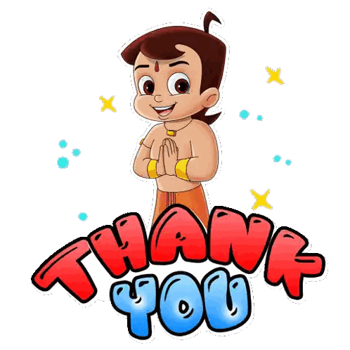 Cartoon Character Standing In Front Of Thank You Sticker