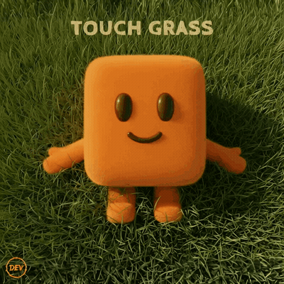 Cartoon Character Standing In Grass Saying Touch Grass GIF