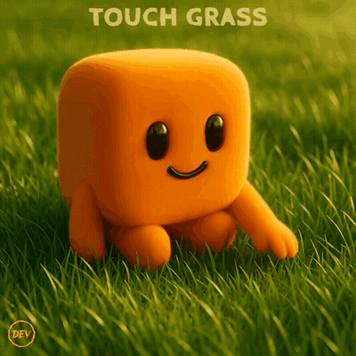 Cartoon Character Standing In Grass Saying Touch Grass GIF
