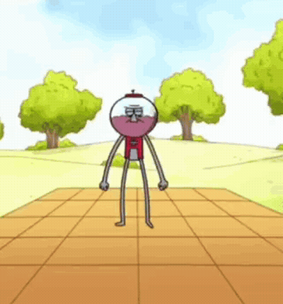 Cartoon Character Standing In Park GIF