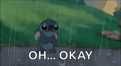 Cartoon Character Standing In Rain Saying Oh Okay GIF