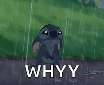 Cartoon Character Standing In Rain Saying Why GIF