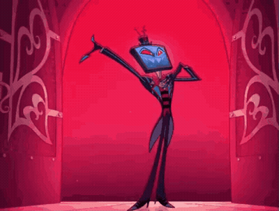 Cartoon Character Standing In Red Room GIF