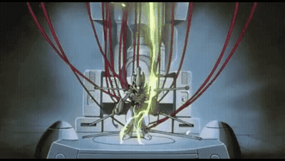 Cartoon Character Standing In Room With Purple Light GIF