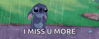 Cartoon Character Standing In The Rain Saying I Miss U More GIF