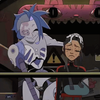 Cartoon Character Standing Next To Another In Room GIF