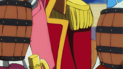 Cartoon Character Standing Next To Barrels GIF