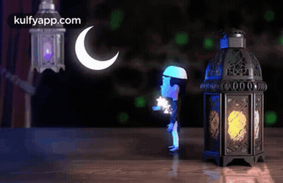 Cartoon Character Standing Next To Lantern GIF