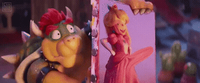 Cartoon Character Standing Next To Princess Peach GIF