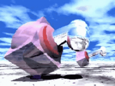 Cartoon Character Standing On Beach With Blue Sky GIF