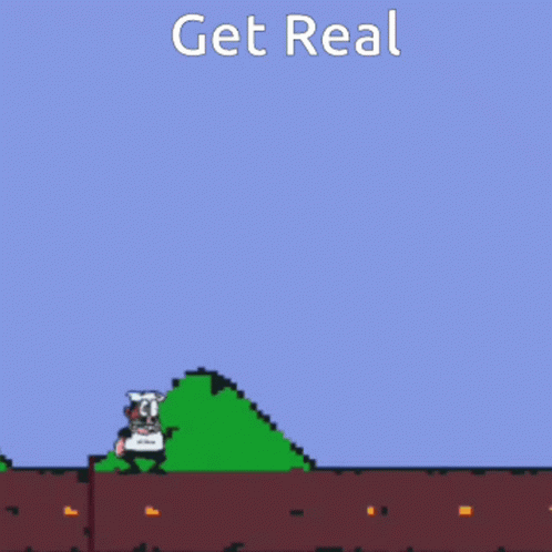 Cartoon Character Standing On Brick Wall Saying Get Real GIF